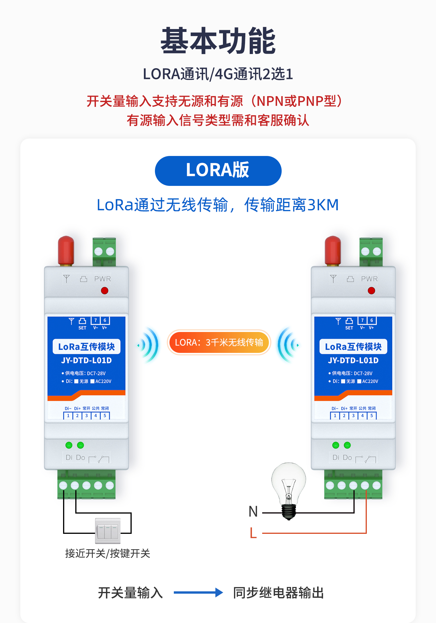 開關(guān)量對(duì)傳系列基本功能LORA版本