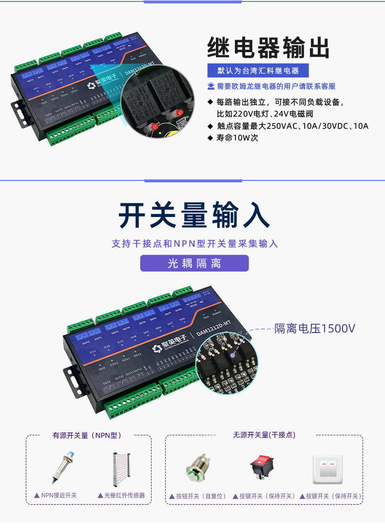 DAM1212D-MT 工業(yè)級I/O模塊開關量輸入